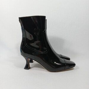 SAM EDELMAN Livia Black Patent Faux Leather Bootie Women's Size 5.5